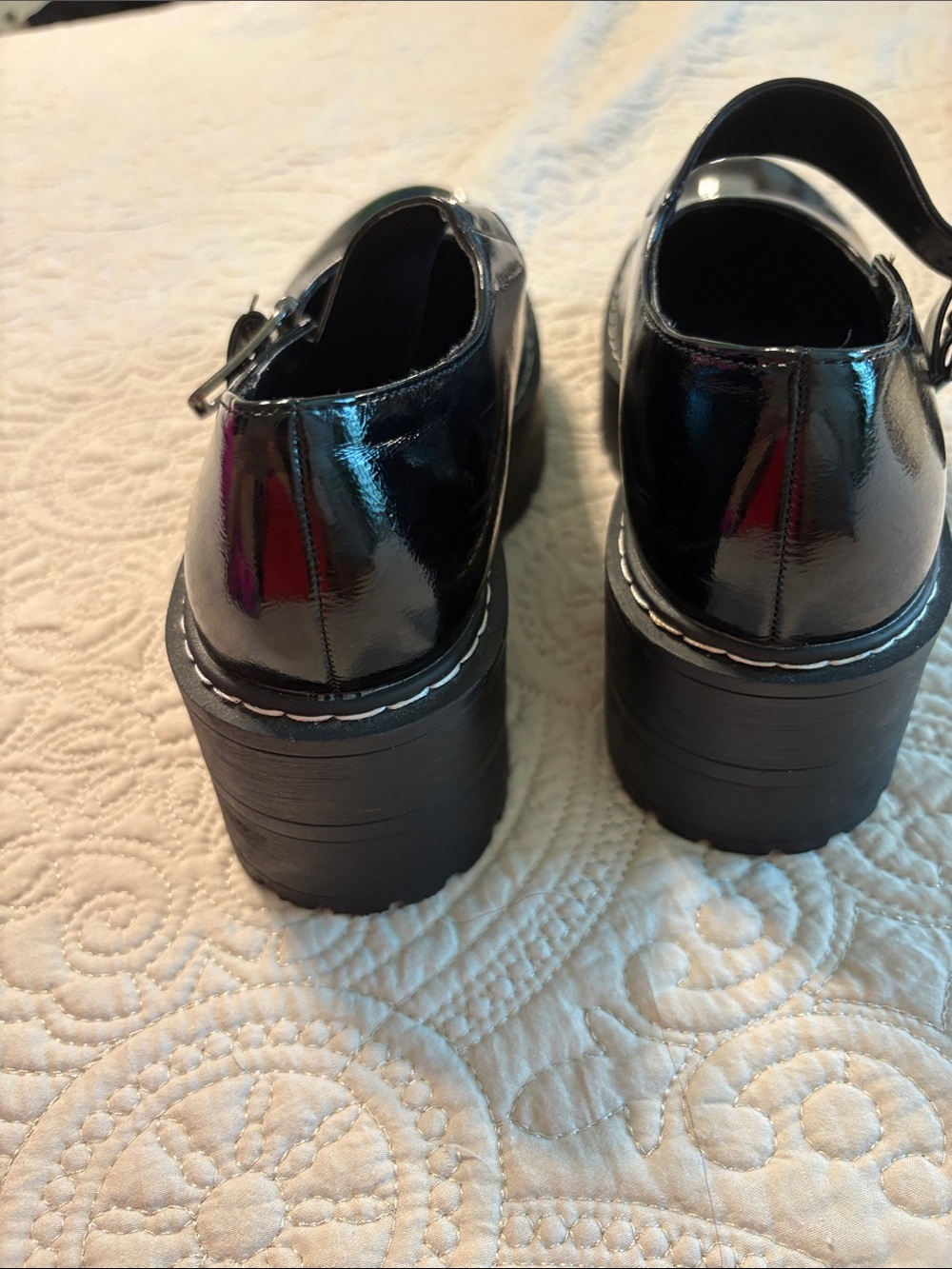 Soda Black Patent Platform Mary Jane Mules - Picture 3 of 4